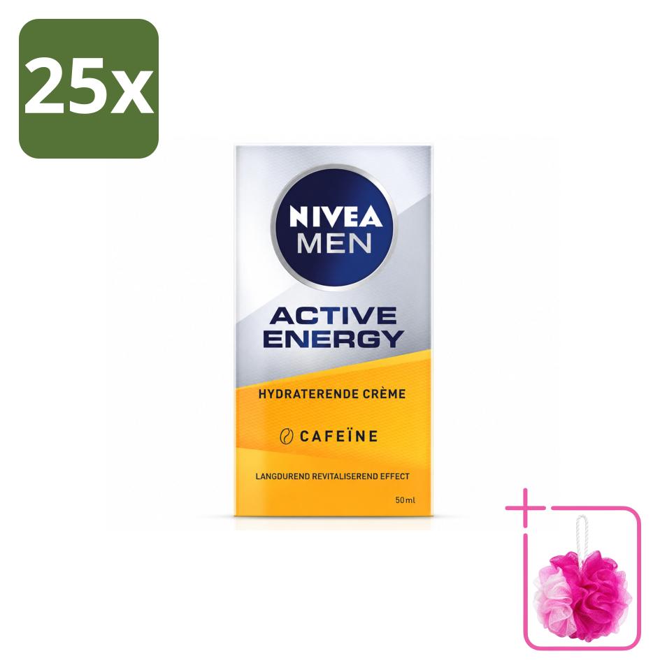 25 x NIVEA MEN Active Energy Gesichtspflegecreme mit Koffein - 50 ml - Sparpackung - 25 Stücke