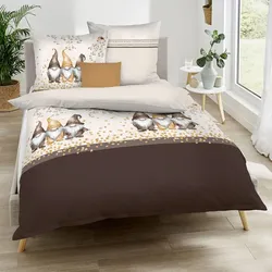 Kaeppel Biber Bettwäsche Wichtel Kumpel braun 135x200 cm + 80x80 cm - braun;gelb;beige