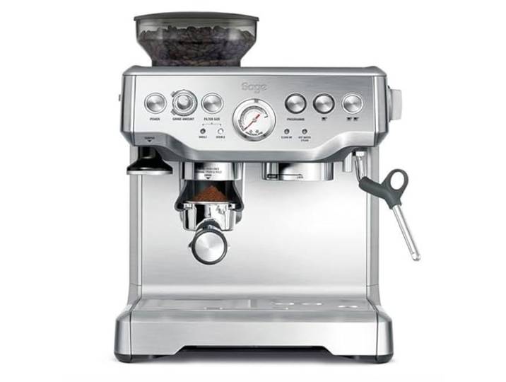 Sage The Barista Express, Kaffeemaschine, Gebürsteter Edelstahl Kaffeemaschine mit manuellem Milchaufschäumer & Mahlwerk, Automatisches Mahlen, individueller Milchschaum