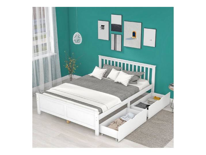 OKWISH Holzbett Jugendbett (mit Schubladen zur Aufbewahrung, 140x200 Kinderbett), Ohne Matratze