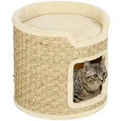 PawHut PawHut Kratztonne, 37 cm Hoch Katzentonne mit Tür Kratzbaum mit 2 Ebene