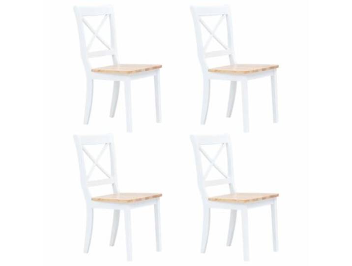 Todiikf 4er Set Esszimmerstühle aus Kautschukbaum Holz Weiß Natur Ergonomische Küchenstühle mit stabiler Konstruktion, 110 kg Belastbarkeit und pflegeleichter lackierter Oberflächen.