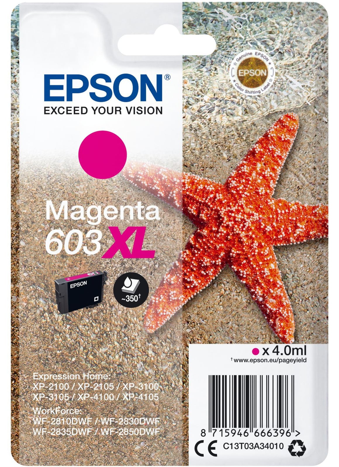 Epson 603 XL Magenta Inktcartridge Starfish C13T03A34010