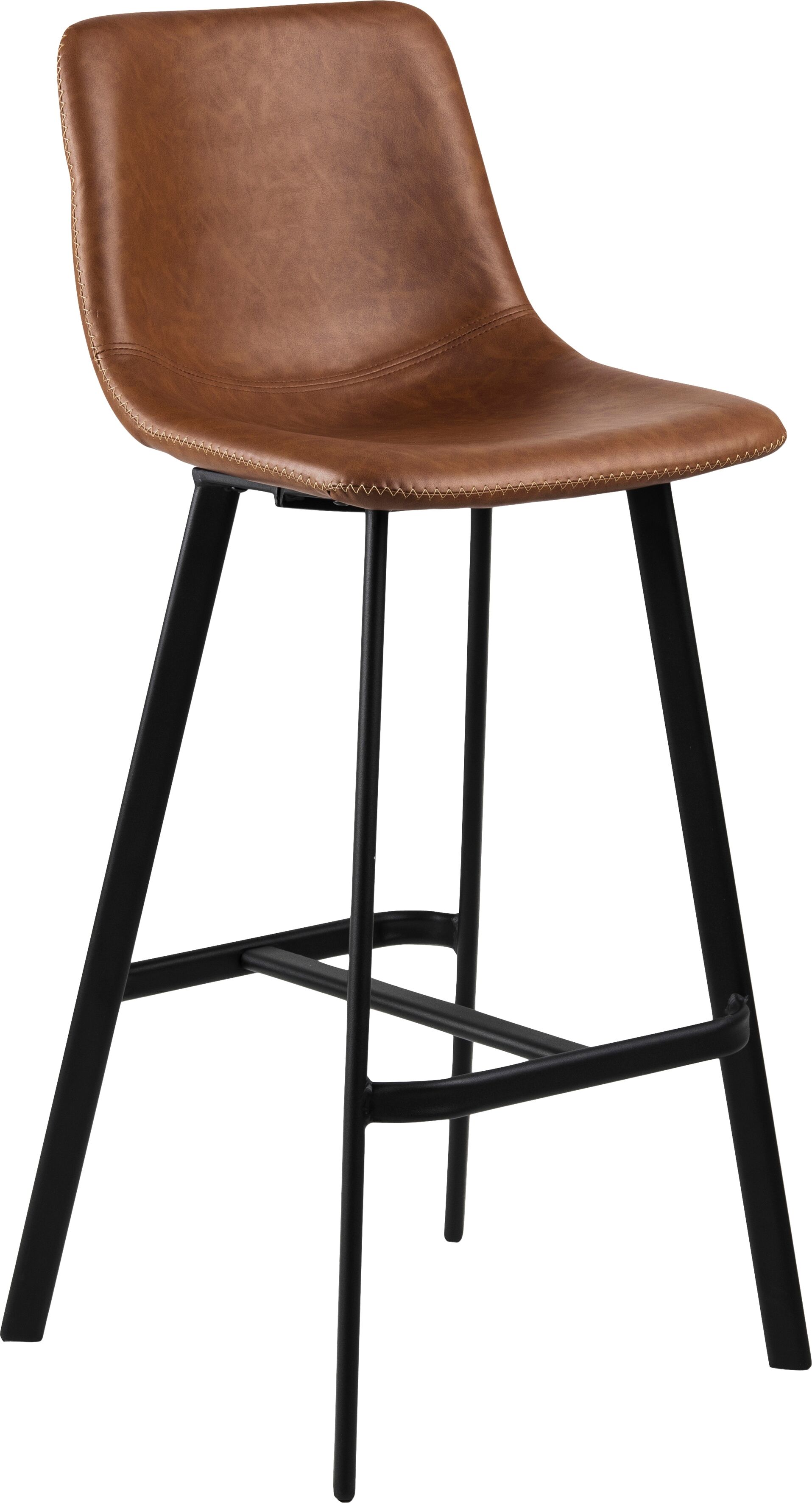 Bistrostuhl ACTONA GROUP "Ohio", braun (braun, matt schwarz), B:46,5cm H:103cm T:50cm, Stühle, Bistrostuhl, Sitz mit rechteckigen Stahlbeinen und Fussstütze, mehrere Variationen braun, matt schwarz B/H/T: 46,5cm x 103cm x 50cm, 2 Stk., Kunstleder