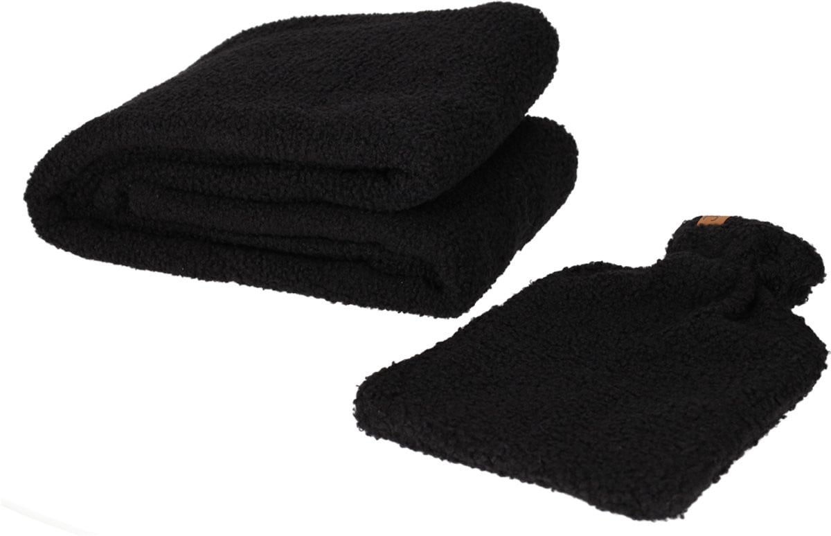 JENS Living Giftset Plaid Boucle Zwart voor volwassenen