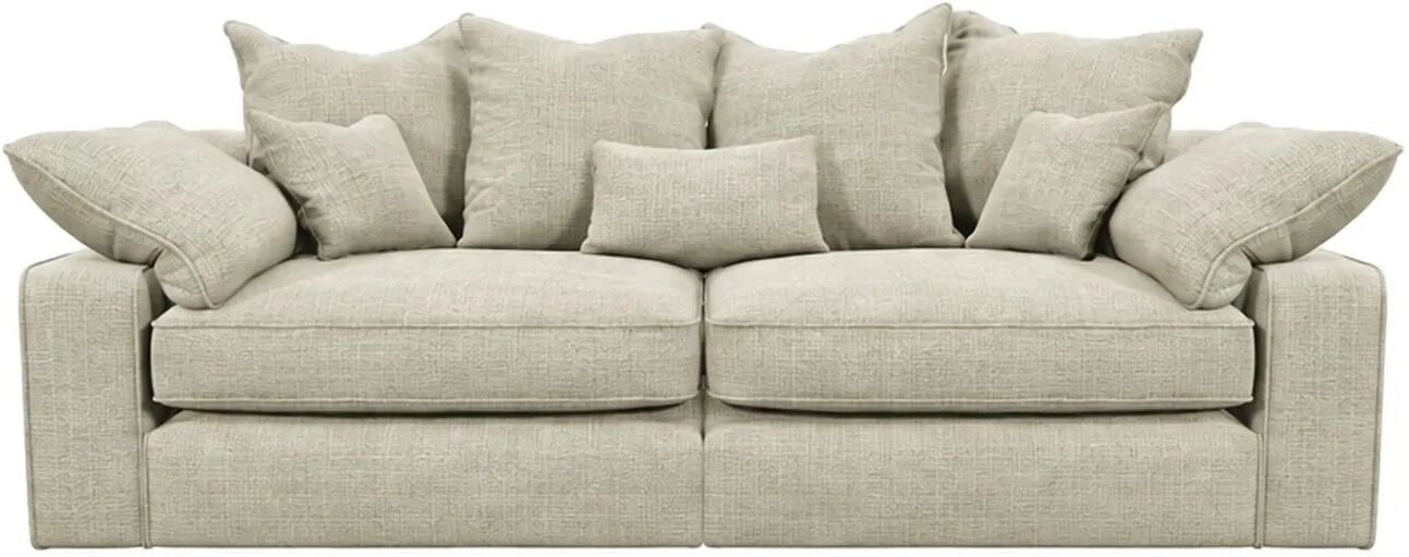 Victoria Beige Textured 4 Seater Sofa, Pillow Back