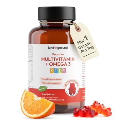 Kindgesund Multivitamin+Omega-3 Fruchtgummies 60 St Dragees