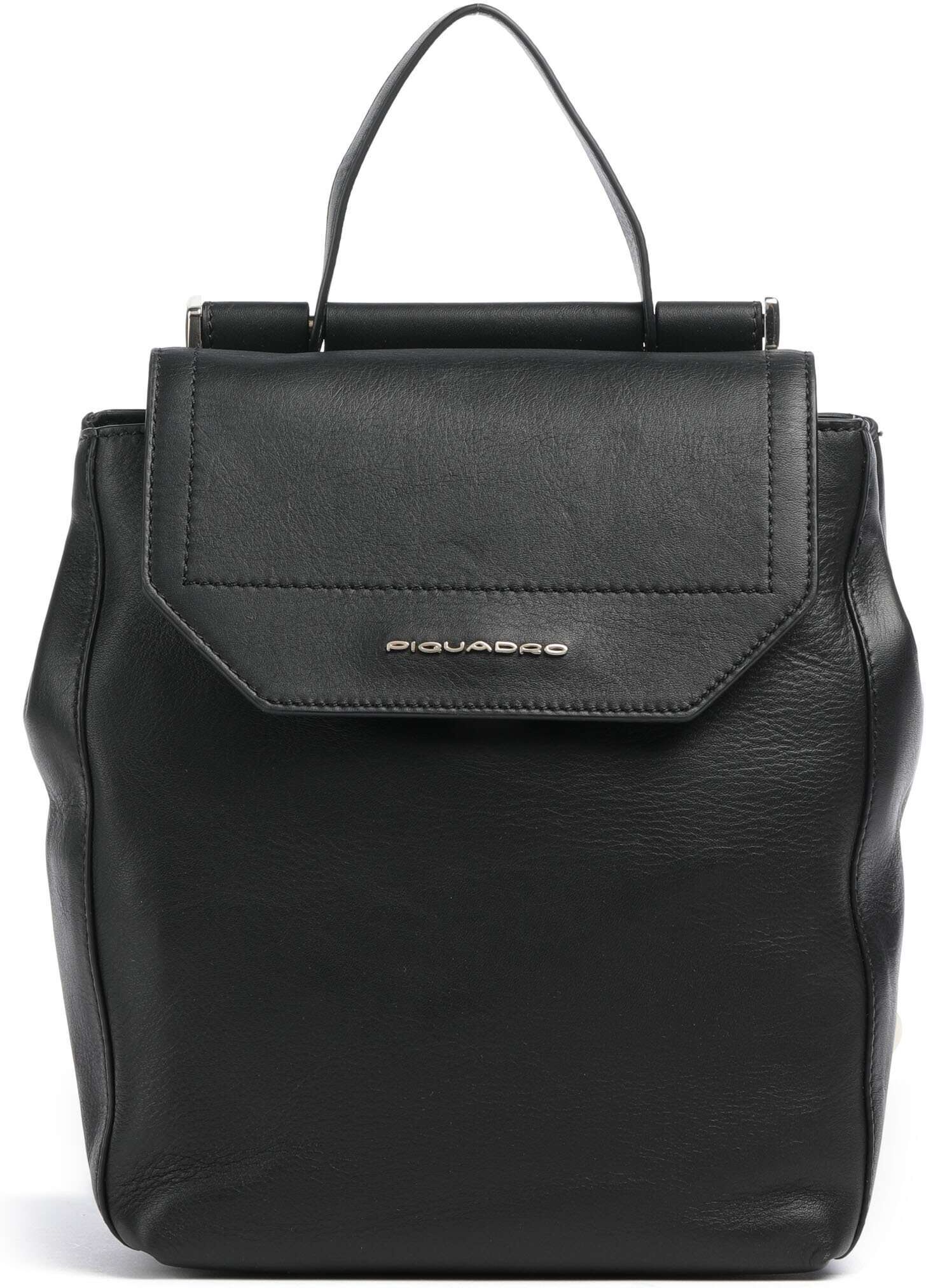 Piquadro W92 Rucksack aus Leder, schwarz