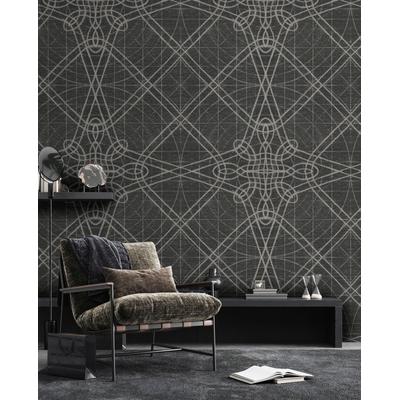 Fototapete LIVING WALLS "Walls by Patel 5 Fototapete Geometrische Linien", grau, B:4m H:0m L:2,7m, Vlies, Tapeten, Geometrische Linien auf 200 g/m² Premium-Vlies