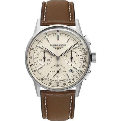 Chronograph BAUHAUS "G38", braun, Armbanduhren, Herren, Chronograph, Quarzuhr, Armbanduhr, Herrenuhr, Made in Germany, Lederarmband, analog