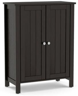 Costway 2-Door Bathroom Floor Storage Cabinet Space Saver Organizer-Brown