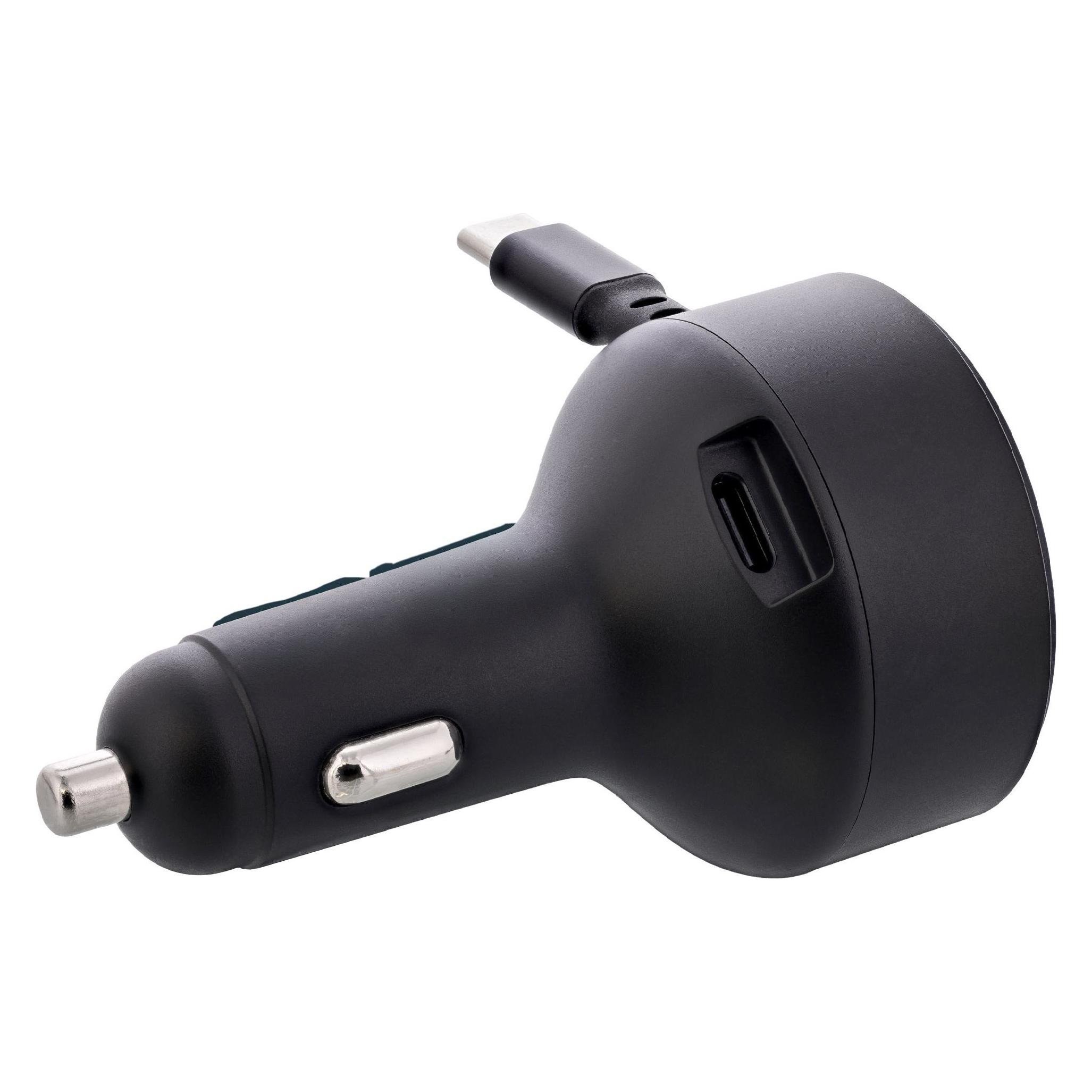 InLine Dual USB-C KFZ Stromadapter 12/24V, ausziehbares Kabel + Buchse, 75W (31502R)