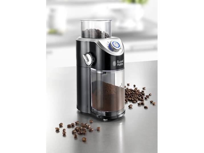 Russell Hobbs elektrische Kaffeemühle mit Scheibenmahlwerk, Schwarz