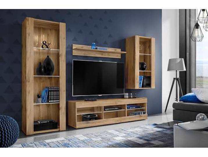 Komodee Wohnwand TV Tivoli Medio Wotan/Wotan 245x159x35 cm Wohnwand Tivoli Medio, Wotan/Wotan, Breite 245cm x Höhe 159cm x Tiefe 35cm, ohne LED, für Wohnzimmer