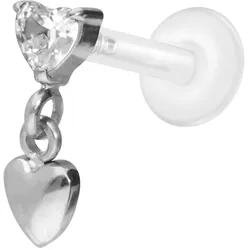PTFE Labret mit Innengewinde + Titan-Aufsatz 2 HERZEN