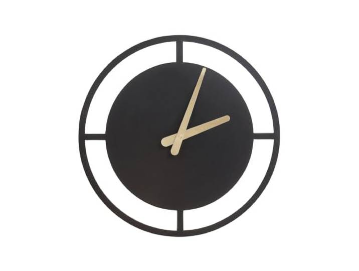 Beliani Wanduhr Schwarz Stahl Batteriebetrieben Rund Loft-Design Metall, Gefärbt, Benötigt keine Montage, 50 x 2 x 50 cm