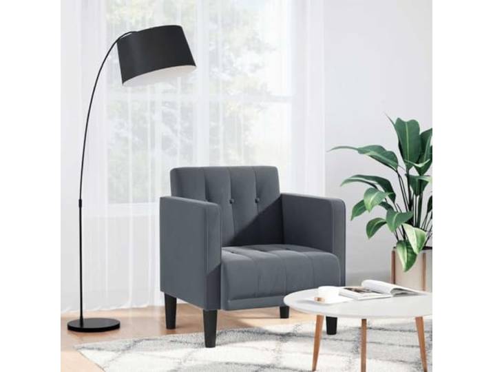 NLQMSU Sessel, Velours, Dunkelgrau, mit Armlehnen, 53 cm Sitzfläche aus Schaumstoff und Federn, stabile Sperrholzstruktur, Verwendung im Wohnzimmer, Schlafzimmer, Büro, Empfang