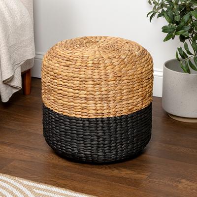 JONATHAN Y Aimee Bohemian Handwoven Water Hyacinth Round Floor Pouf Ottoman Accent Seat and Footstool for Living Room