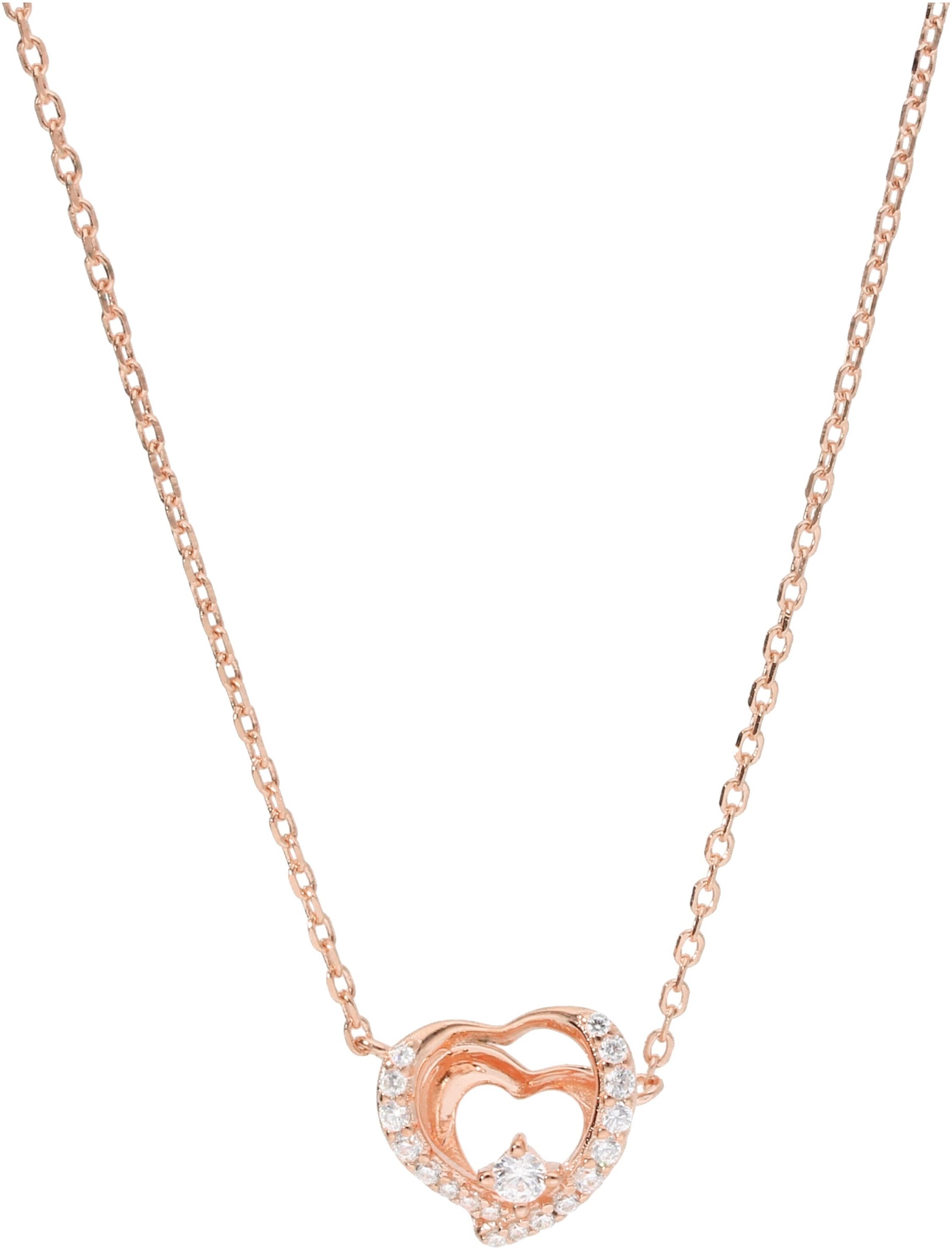 Collier SMART JEWEL "Collier Herz mit Zirkonia, rosé vergoldet, Silber 925", rosa (rosé vergoldet), Halsketten, Damen, Silber 925 (Sterlingsilber), Collier