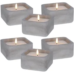 WellHome - Packung mit 6 grauen quadratischen LED-Kerzen 12x12x6,5cm