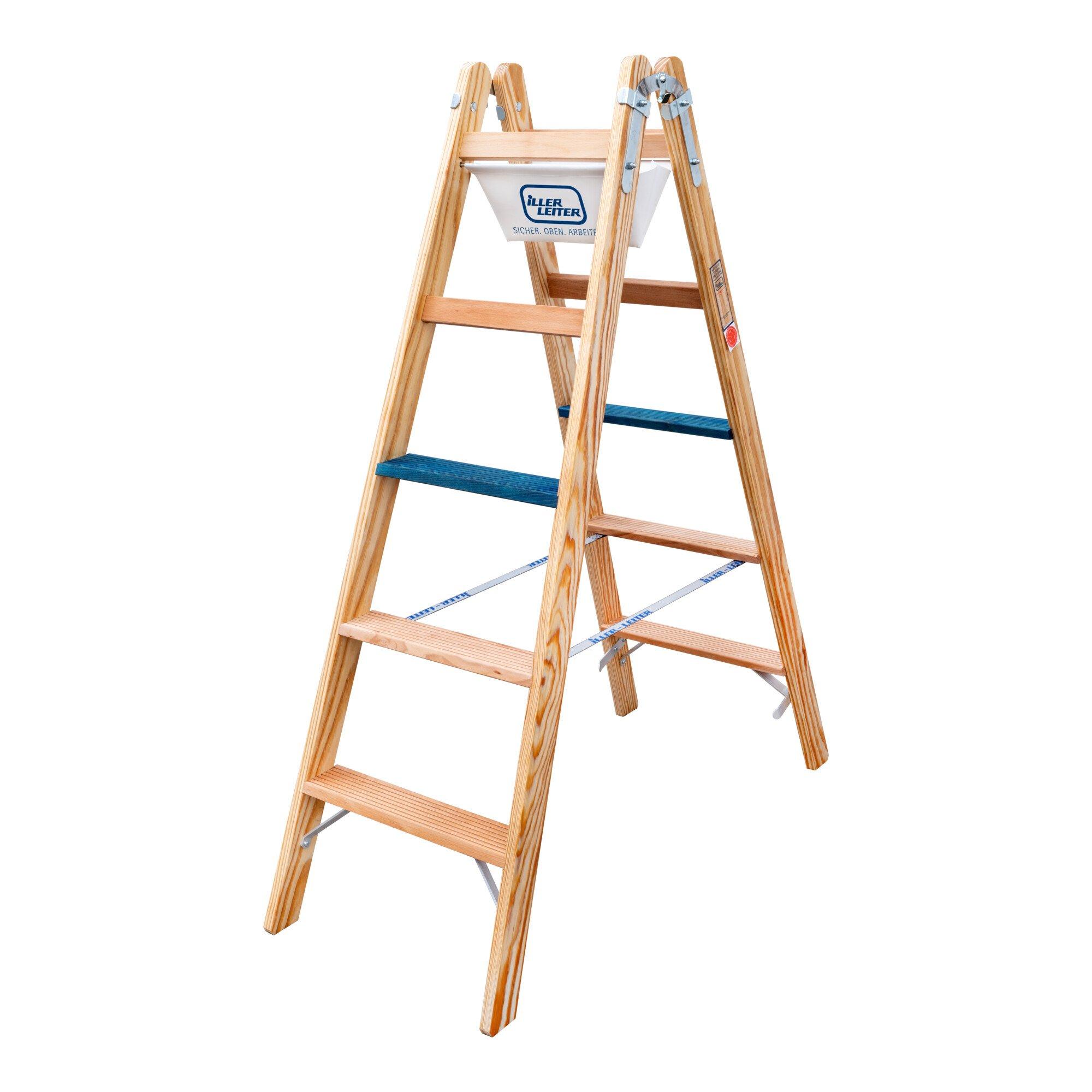 ILLER-LEITER Holz Stufen Stehleiter ERGO Plus 2x10Stufen 2110-7 ; Iller Leiter)