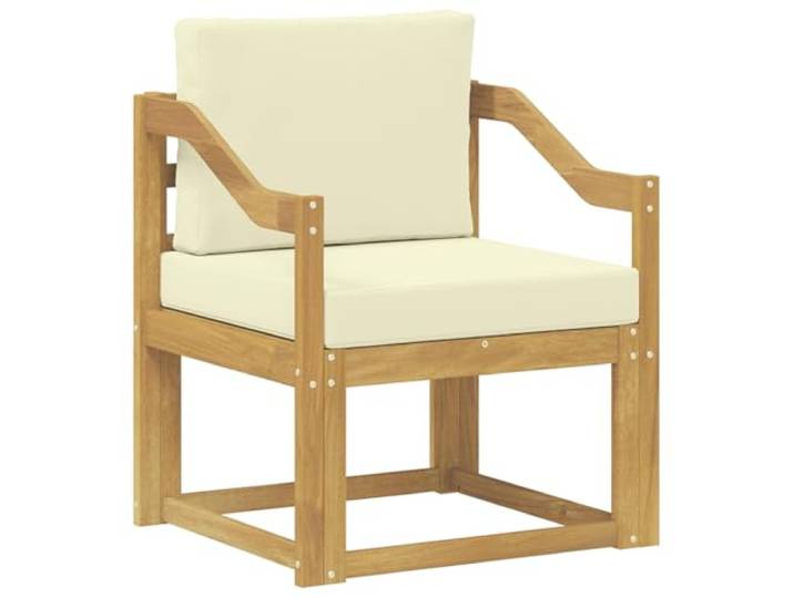 Außensofa, 2-Sitzer, Akazienholz, Polyester, weiß und cremefarben Modulare Möbel, lackiert, pflegeleicht, Kapazität 110 kg pro Sitz, klare Linien