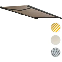 Elektrische Kassettenmarkise T122, Markise Vollkassette 4x3m ~ Polyester Sand, Rahmen anthrazit