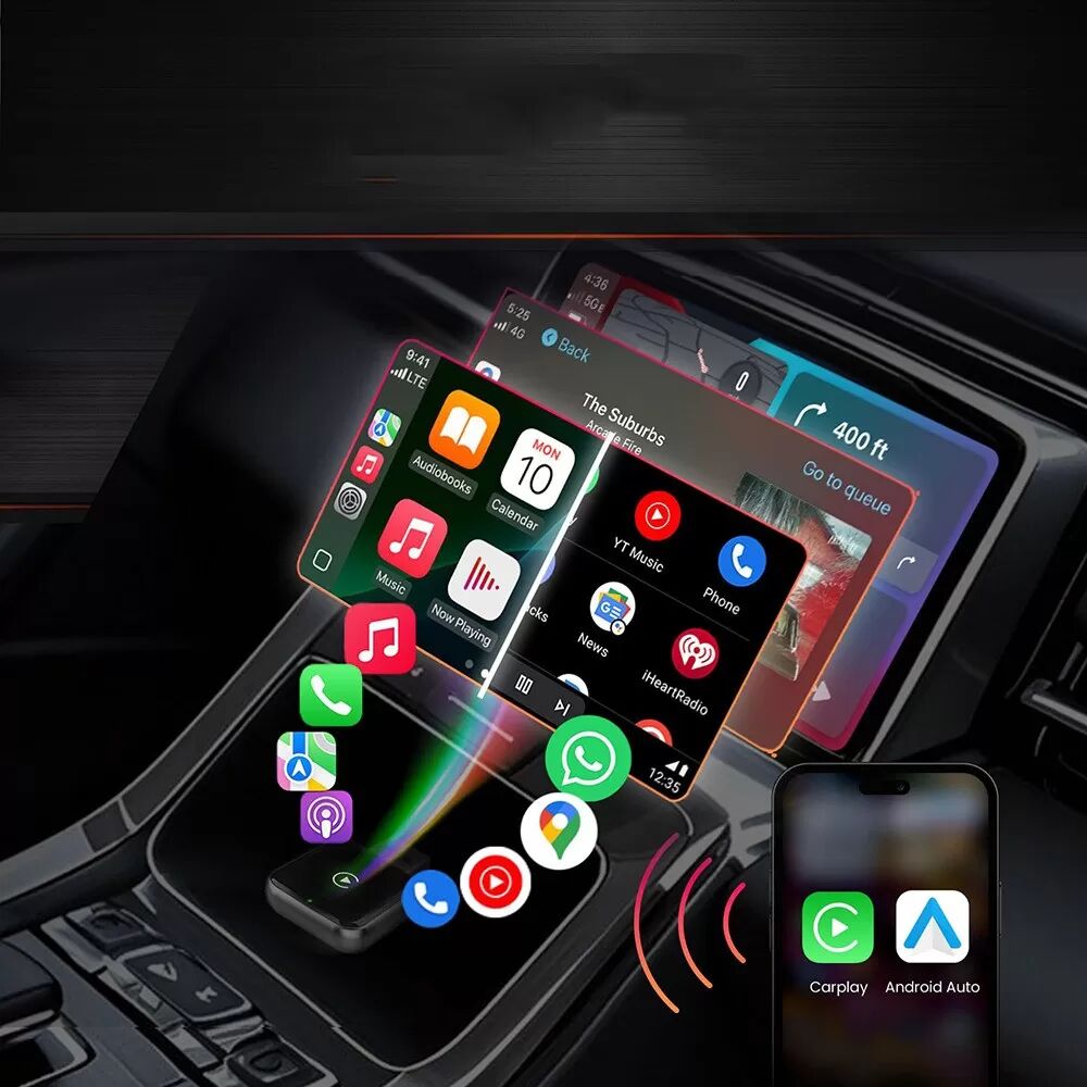 INF Kabelloser CarPlay Adapter: Kabelgebundenes CarPlay zu HiCar Konverter mit Bluetooth 5.0 & 5.8 GHz WiFi