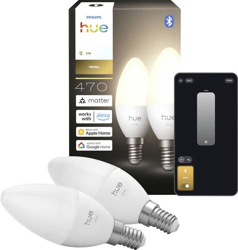 Philips Hue LED-Leuchtmittel (2er-Set) 8721103099662 EEK: E (A - G) 2er-Pack E14 0.2W Warmweiß