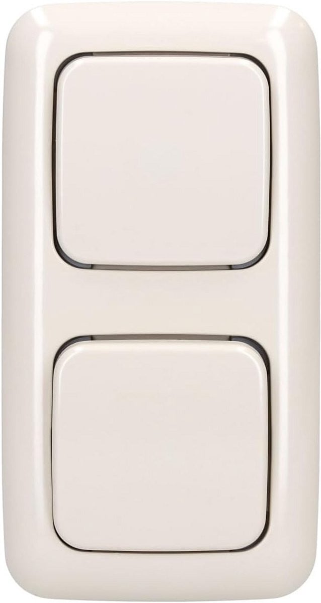 LTPRTZ Dubbele Lichtschakelaar Set met 2-voudig Frame - Wit - Voor Inbouw
