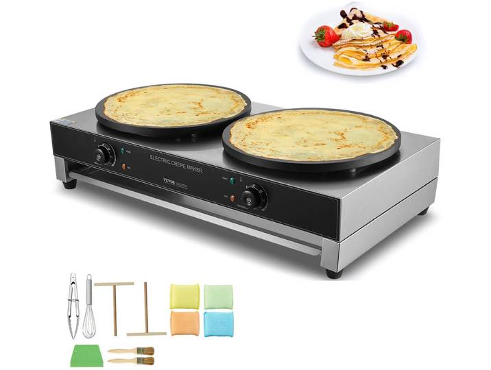 VEVOR Elektrische Crepes Maker Commerciële Crêpemachine 6000W Dubbele Kop 40cm
