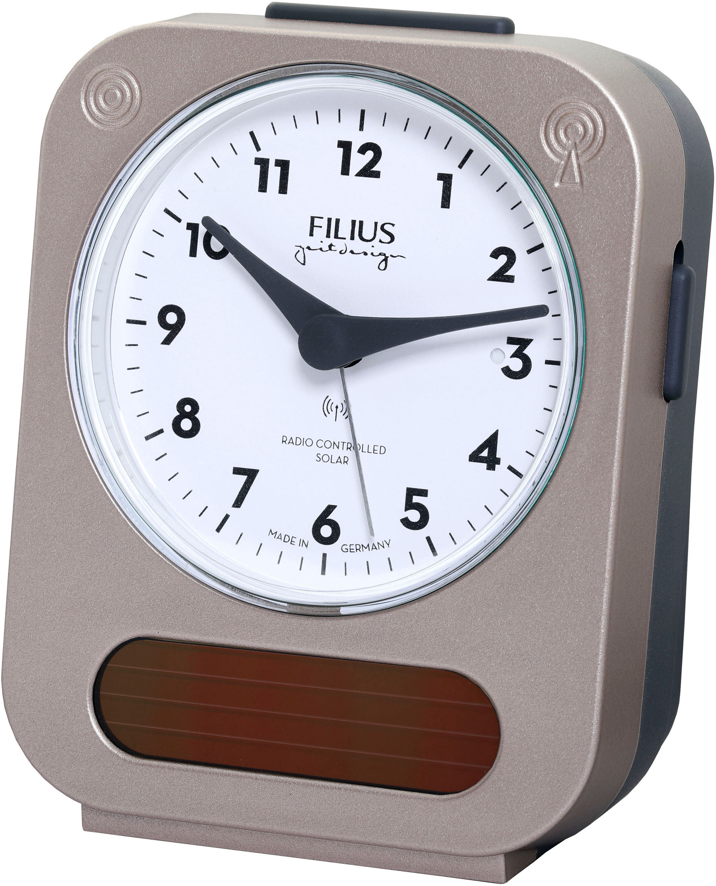 Funkwecker FILIUS ZEITDESIGN, rosa (roségoldfarben, grau), Wecker, Funkwecker, Solar, Beleuchtung, Made in Germany, Schlafzimmer