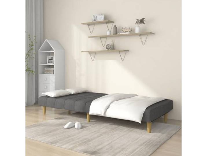KTHLBRH Schlafsofa 2-Sitzer hellgrau aus Stoff Holzgestell, umwandelbar in ein Einzelbett, Schaumgummi, Belastung 110 kg pro Sitzplatz