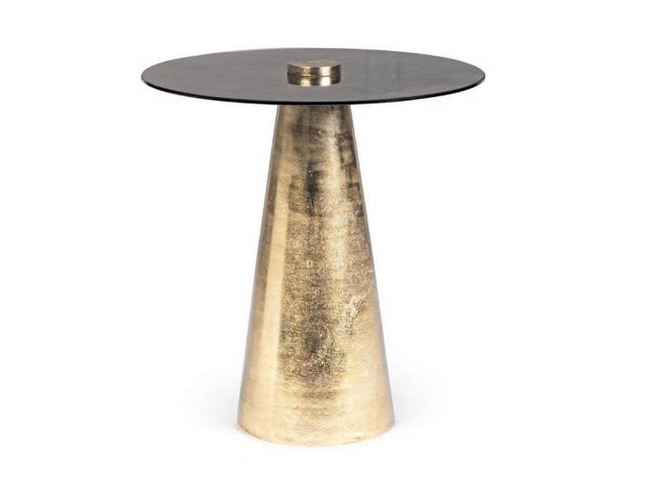 Natur24 Beistelltisch Dinpal Beistelltisch Aluminium Glas Gold Schwarz 45 x 45 x 47,5 cm