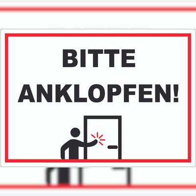 HB-Druck Aufkleber Bitte anklopfen A7 (74x105mm)