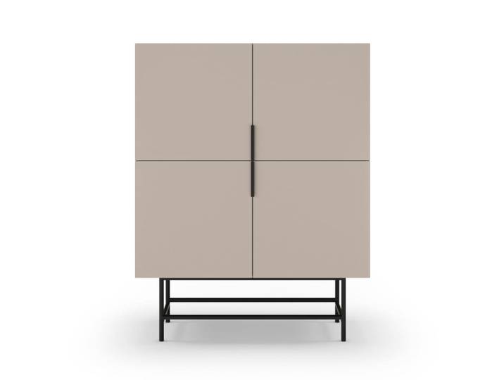 Buffet haut 4 portes en bois et métal h128cm - beige