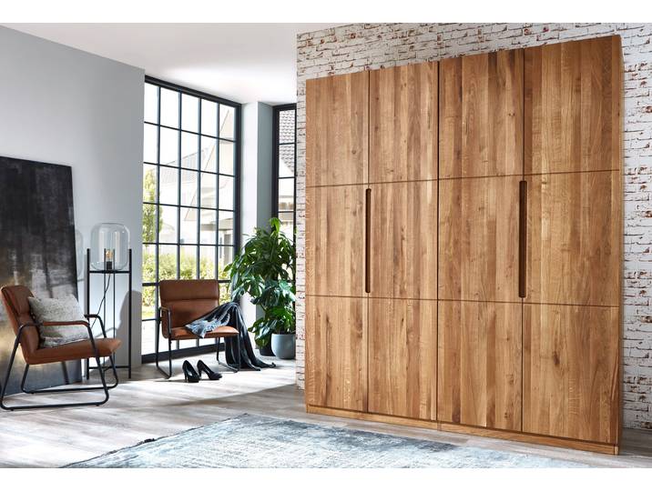 Kleiderschrank HOME AFFAIRE Azelie, aus Wildeiche , braun (wildeiche natur), B:202cm H:223cm T:62cm, Massivholz, Schränke, Kleiderschrank, Massivholz-Kleiderschrank, im 50 cm Raster planbar