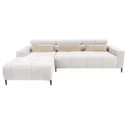 BOOOM Ecksofa mit Funktion Madrid Stoff Beige Creme