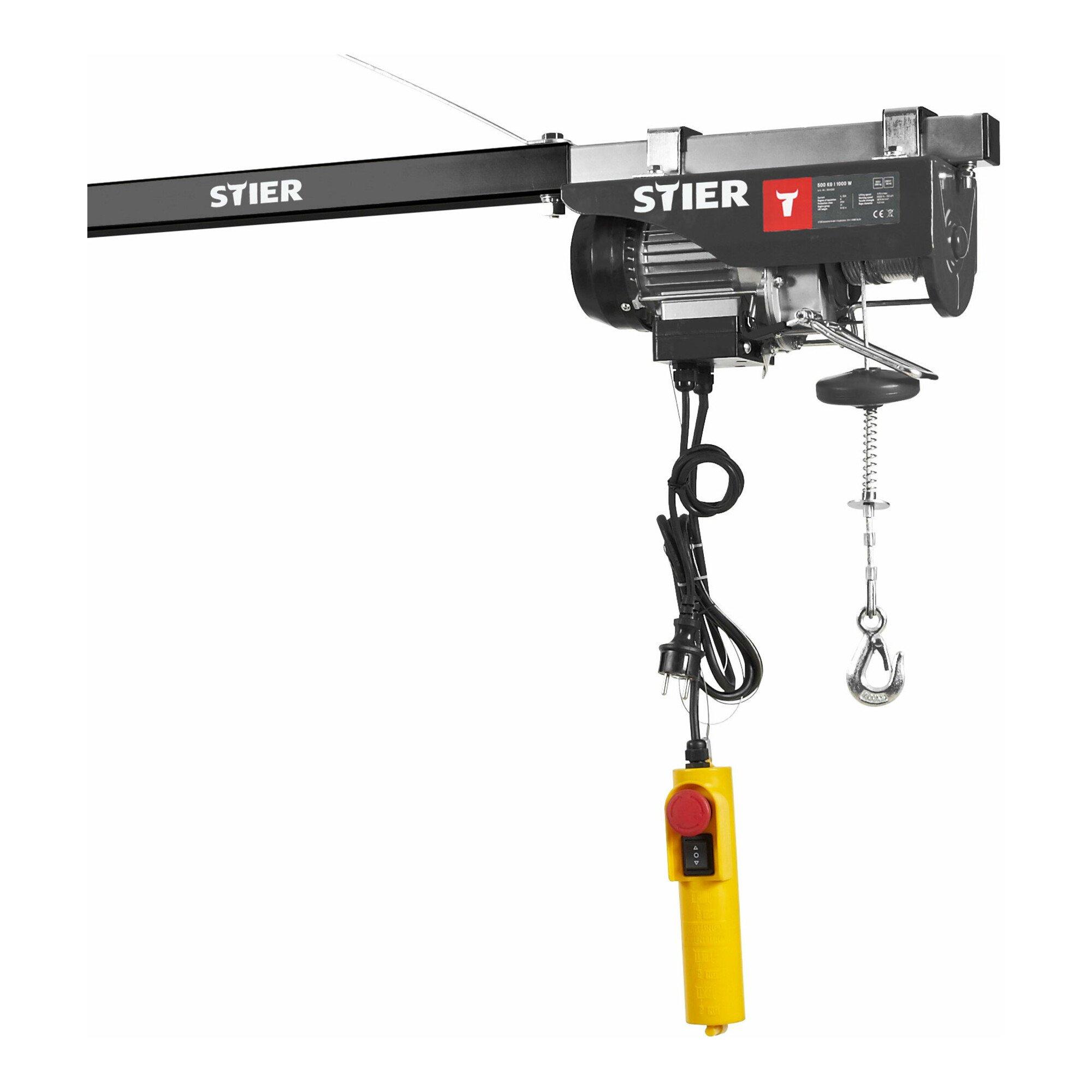 STIER Elektrischer Seilzug, 500 kg Tragkraft, 1000 W Leistung (904381)