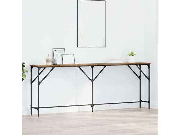 HEFZGDB Konsolentisch Altholz 200x29x75 cm Holzwerkstoff mit Metallgestell, Industrieller Stil Tisch für Flur und Wohnzimmer, Glatte Oberfläche und Stabile Konsole, Praktisches