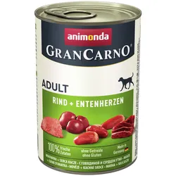 animonda Gran Carno Adult 400g Dose Hundenassfutter 6 x 400 Gramm Rind + Entenherzen