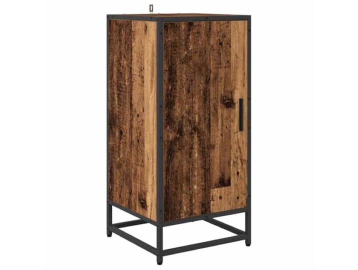 HEFZGDB Stabiles Sideboard mit Aufbewahrungsraum aus Holzwerkstoff und Metall im industriellen Look, Sideboard mit Tür für Essgeschirr Aufbewahrung und Metallgestell in Braun, Moderne