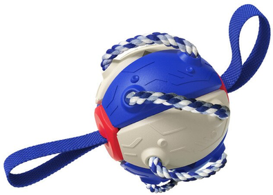 PetsAreLife Bouncing Frisbee Ball Interactive Dog Toy Blue White