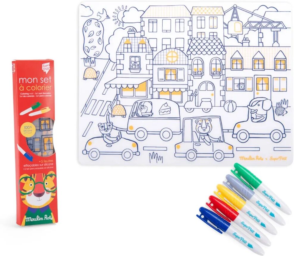 Moulin Roty Set en silicone à colorier + 5 feutres Les Popipop Multicolore taille unique