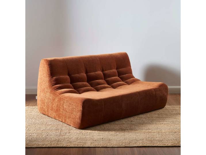 Banquette modulable 2 places velours terracotta