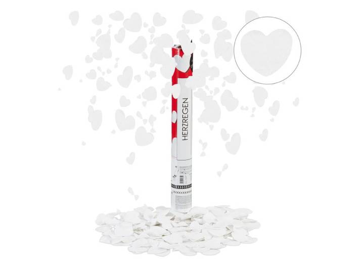 Relaxdays 5 x Party Popper 40 cm Herzen weiß