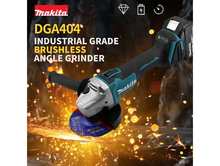 Meuleuse d'angle sans fil Makita DGA404, outil de polissage et de découpe, compatible avec les batteries Makita 18V.
