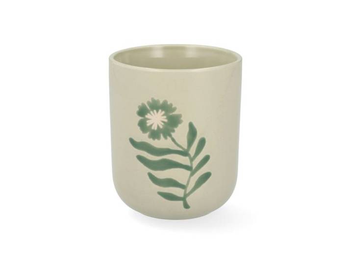 Beker, steengoed, groen, cosmosbloem, 280 ml