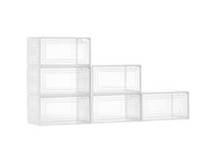 VEVOR Schuhaufbewahrungsboxen stapelbare Schuhboxen (6 Stk.) passend bis US-Größe 13, Schuh-Organizer aus PP/PET mit magnetischer Tür zur Aufbewahrung von High Heels & Stiefeln & Hüten, klar Weiß