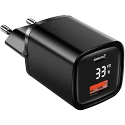 Eaxus 2er-Set Ladegerät, Lade Adapter, Dual Port, USB-C und USB-A, Schnellladegerät, schwarz (33 W, 2 Ports), USB Ladegerät, Schwarz